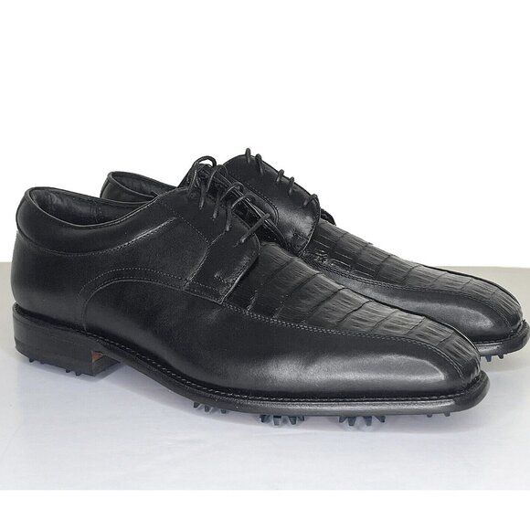 NEW $550 Justin Boots Golf Shoes!  Black  Handcrafted  Alligator & Leather  WIDE
